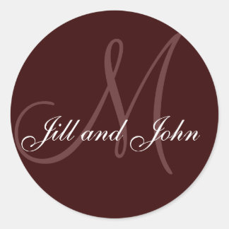 Names and Initial Monogram Sticker Brown