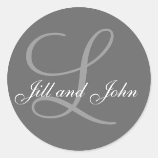 Names and Initial Monogram Sticker Grey