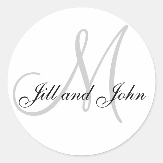 Names and Initial Monogram Sticker White and Black (Front)