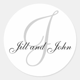 Names and Initial Monogram Sticker White and Black