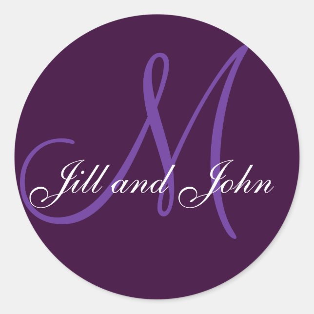 Names and Initial Monogram Stickers Purple (Front)