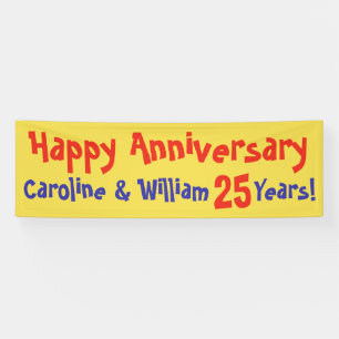 Names and Number on a Wedding Anniversary Banner