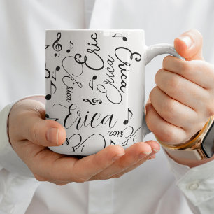  Names and Speckled Musical Notes printed allover Coffee Mug