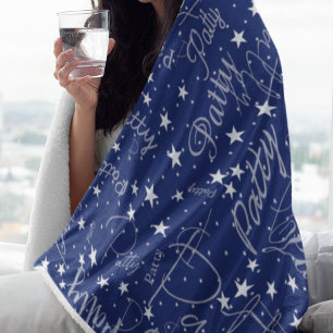 Names and Stars all over Typography Blue Fleece Blanket
