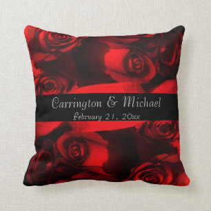 Names/Anniversary - Crimson Rose Bouquet [a] Throw Pillow