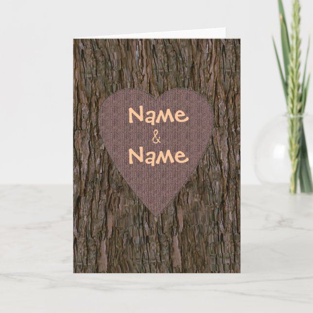 Names Carved In Tree Card - Brown (Front)