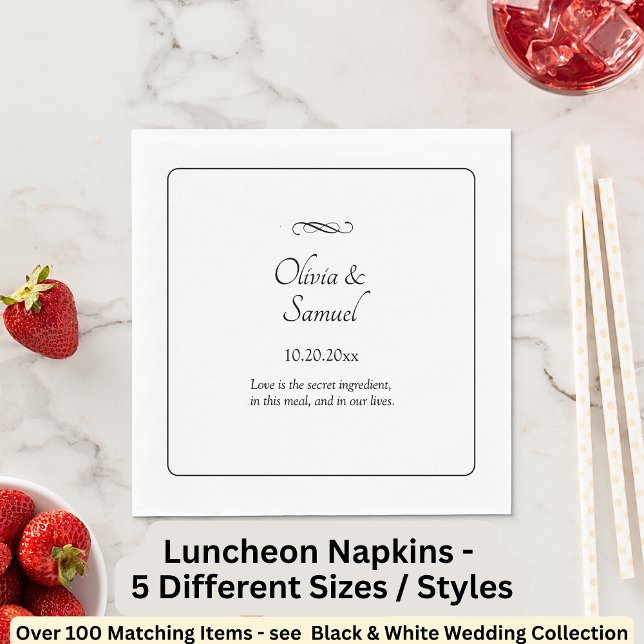 Names Date Message Black White Infinity Luncheon Napkin (Creator Uploaded)
