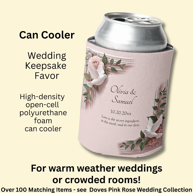Names Date Message Dove Pink Roses  Can Cooler (Creator Uploaded)