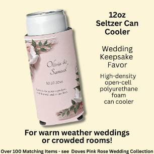Names Date Message Dove Pink Roses Seltzer Can Cooler