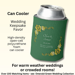 Names Date Message Emerald Green & Gold  Can Cooler
