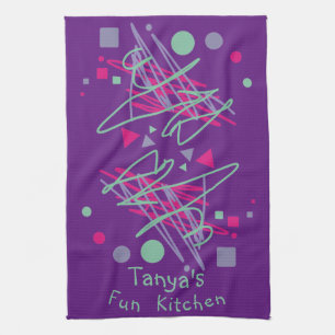 Name's Fun Kitchen Pink Purple Teal Shapes Medley  Towel