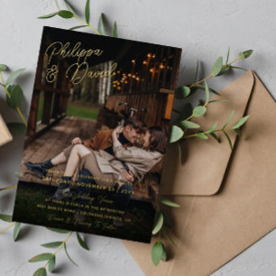 Names In Gold Foil Script Photo Wedding