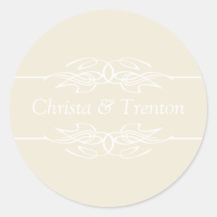 Names Invitation Eggshell Classic Round Sticker