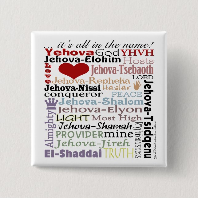 Names of God-Subway Art 2 Inch Square Button (Front)