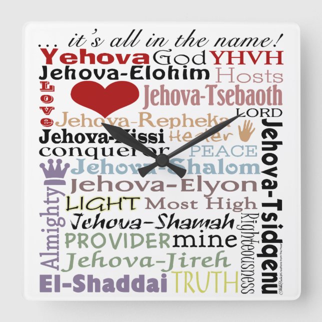 Names of God-Subway Art Square Wall Clock (Front)