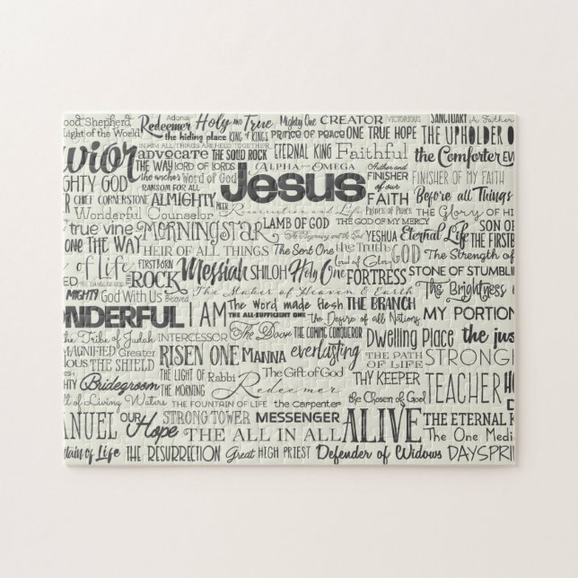 Names of God Text Typography Jigsaw Puzzle (Horizontal)
