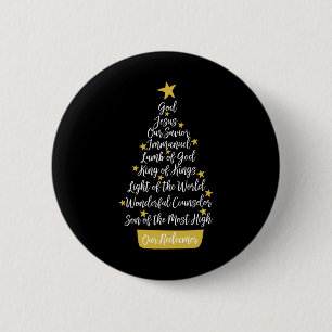 Names Of Jesus Christian Faith Christmas Tree Chri 2 Inch Round Button