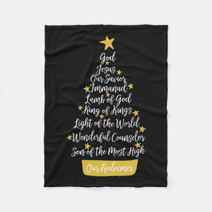 Names Of Jesus Christian Faith Christmas Tree Chri Fleece Blanket