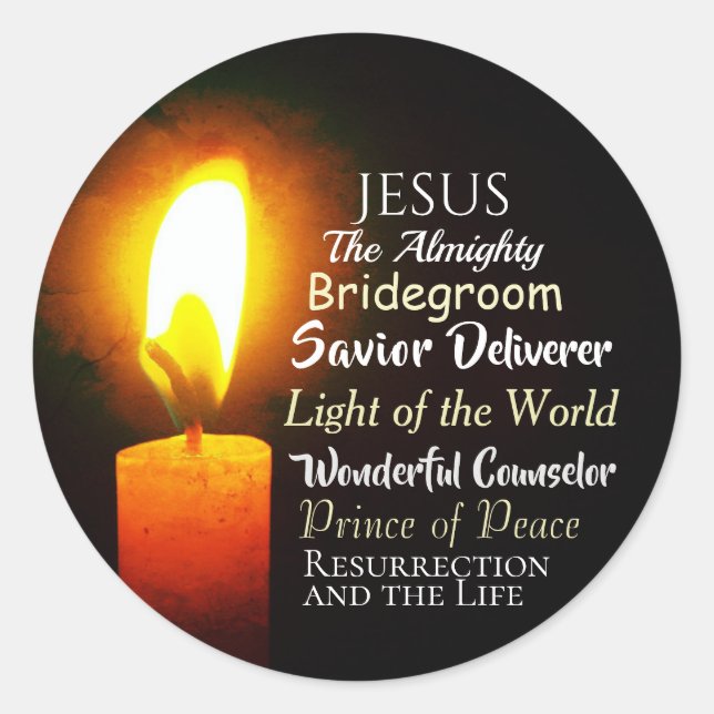 Names of Jesus Christmas, Prince of Peace, Saviour Classic Round Sticker (Front)