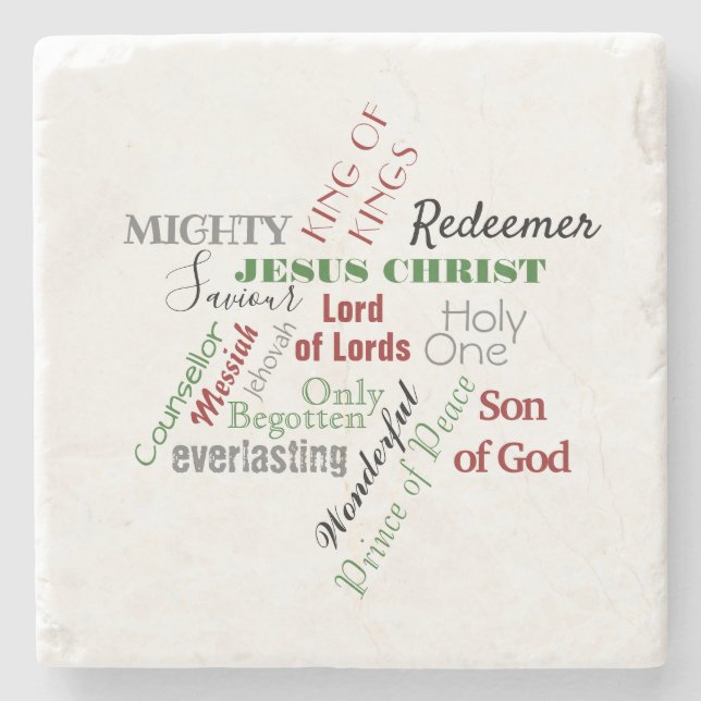 Names of Jesus Christmas Stone Coaster (Front)