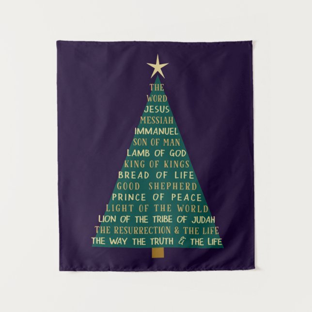 Names of Jesus Christmas Tree Tapestry (Front)