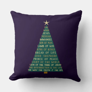 Names of Jesus Christmas Tree Throw Pillow