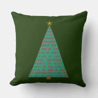 Names of Jesus Christmas Tree Throw Pillow