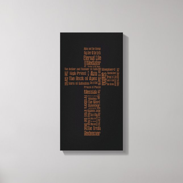 Names of Jesus Cross Canvas Print (Front)