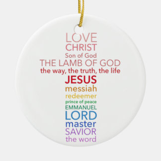 Names of Jesus Cross Ceramic Ornament
