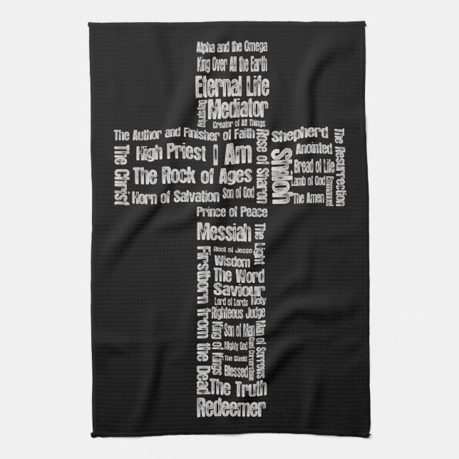 Names of Jesus Cross Kitchen Towel (Vertical)