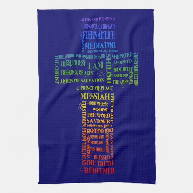 Names of Jesus Cross Kitchen Towel (Vertical)