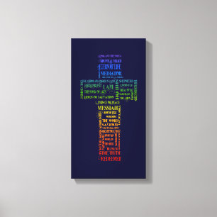 Names of Jesus Cross (Rainbow) Canvas Print
