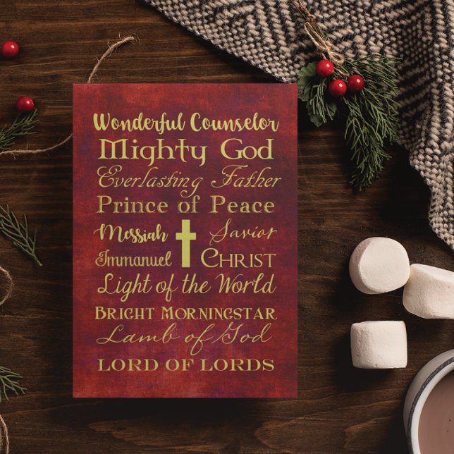 Names of Jesus Red Personalized Christmas Card (Creator Uploaded)