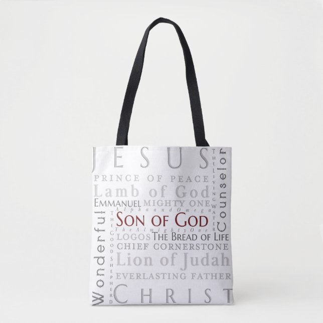 Names of Jesus Typography Tote Bag (Front)