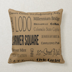 Names Of Places In Downtown Denver, CO Throw Pillow