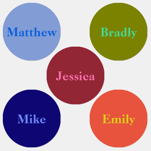 Names on Multiple Colours Clothing (Group)