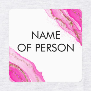 names pink ink iron on label sticker 