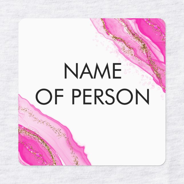 names pink ink iron on label sticker  (Design 1)