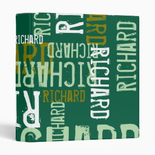 Names typography pattern all over green binder