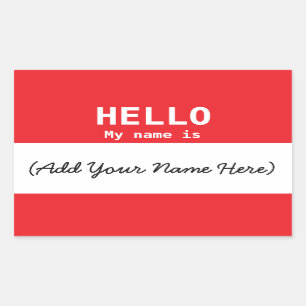 Nametag Personalized Red for Work or Meeting Sticker