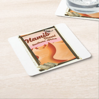 Namib Desert, Southern Africa travel poster Square Paper Coaster