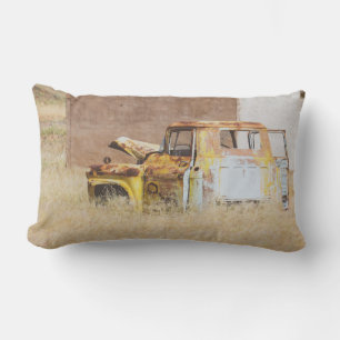 Namibia Africa Abandoned Car Wreck Landscape Lumbar Pillow