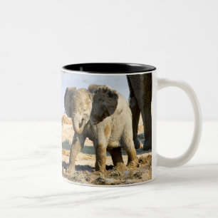 Namibia, Africa: Baby African Elephant Two-Tone Coffee Mug