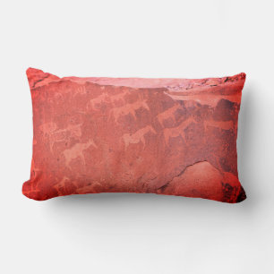 Namibia Africa Rock Art Painting Lumbar Pillow