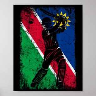 Namibia Flag Cricket Jersey Fan Player Coach Poster