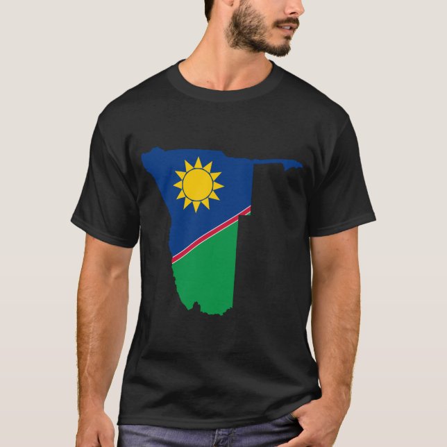 Namibia Flag Map T-Shirt (Front)