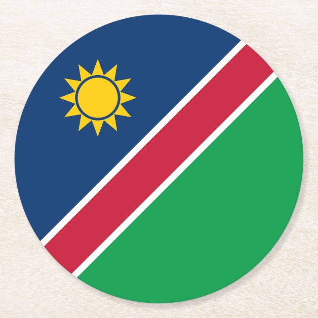 Namibia Flag Round Paper Coaster (Front)