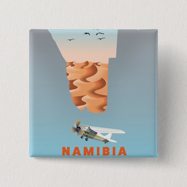 Namibia map 2 inch square button (Front)