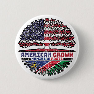 Namibia Namibian American USA Tree Roots Flag 2 Inch Round Button