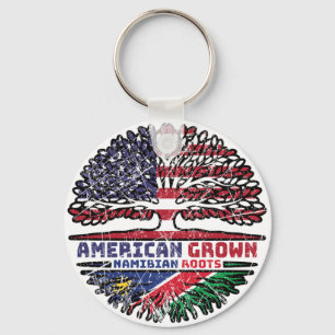 Namibia Namibian American USA Tree Roots Flag Keychain